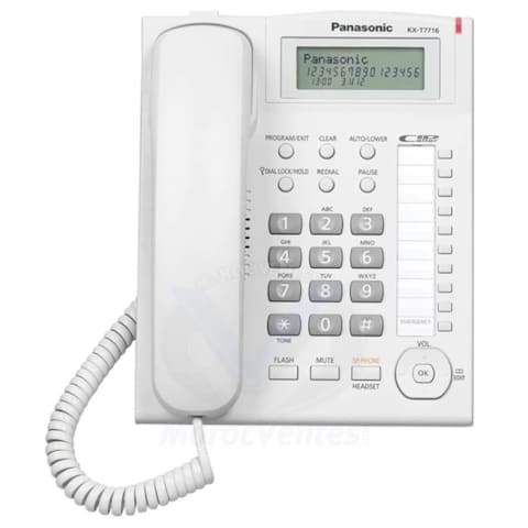 TELEPHONE FIXE ANALOGIQUE PANASONIC KX-T7716X AVEC IDENTIFICATION DE L'APPELANT ET HAUT-PARLEUR MAINS LIBRES KX-T7716X