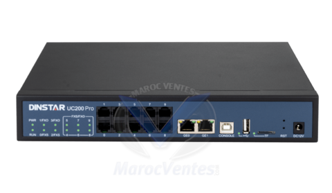 IPBX a 4 FXO (RTC) pour 30 appels simultanés 200 postes est un équipement terminal de communication unifiée de nouvelle génération conçu pour les utilisateurs de PME et SOHO. UC200
