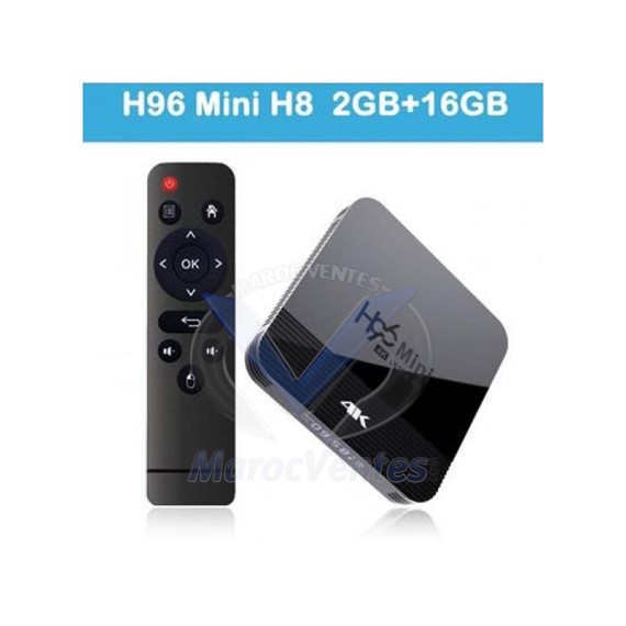 Senicc 4k H96 Mini Smart TV Box Android 10, 2GB RAM 16GB stockage, LAN 100M H96 MINI