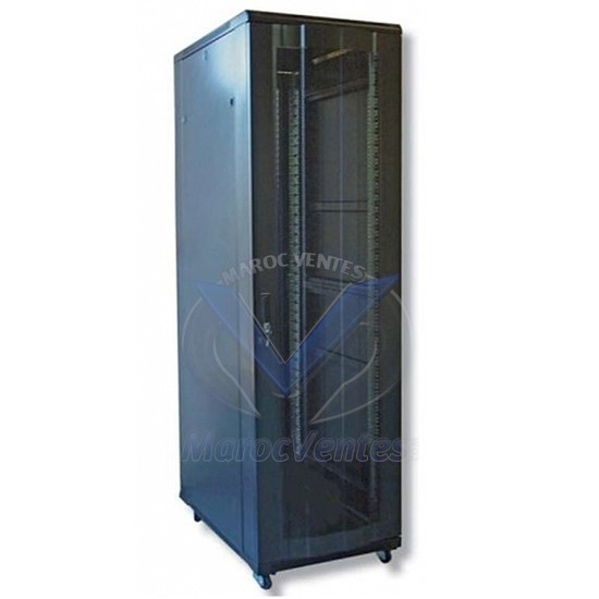 COFFRE INFORMATIQUE 47U 600*600*2000MM + 2 ETAGERE + ROULETTE AVEC PIED + VENTILATEUR *4 47U66