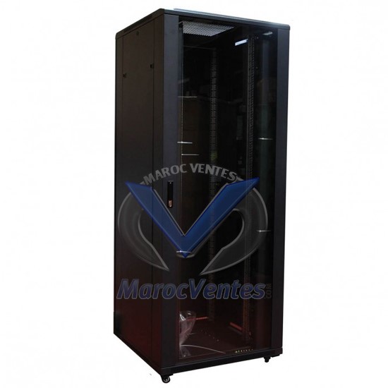 ARMOIRE INFORMATIQUE 42 UNITE 800*600 AVEC 4 ETAGERES ET 1 VENTILATEUR- NOIR MARQUE MASTER 800*600