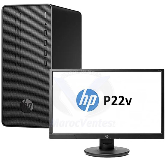 PC Bureau HP Pro 300 G6 MT i3-10100 4GB 1TB FreeDos + Ecran P22v 1 Yr Wty 2T8E5ES