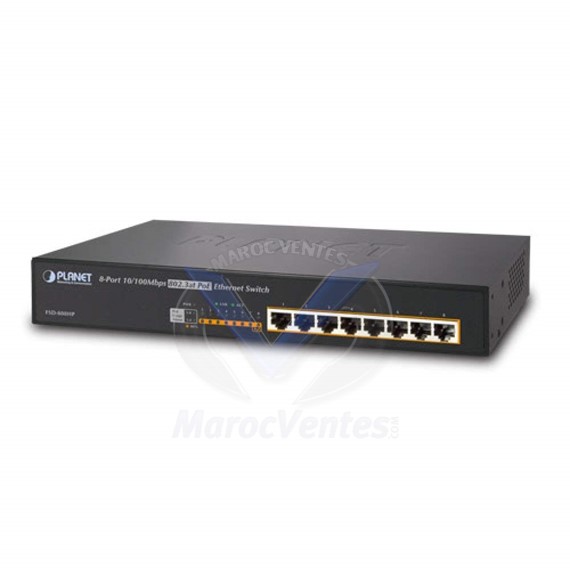 Switch de bureau 8 ports 10 / 100Mbps 802.3at PoE 140W FSD-808HP