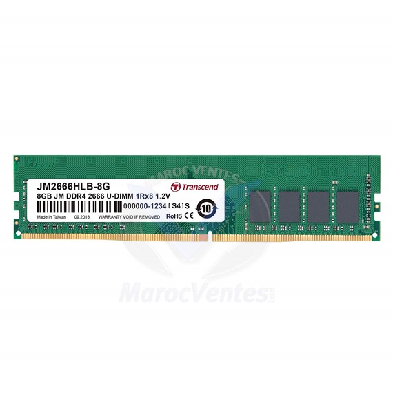Barrette mémoire 8Go DDR4 2666Mhz U-DIMM 1Rx8 1.2V JM2666HLB