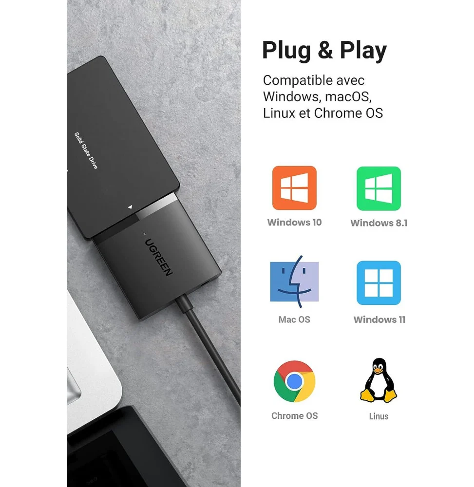 Ugreen Adaptateur USB 3.0 to 2 5 3 5 SATA 60561